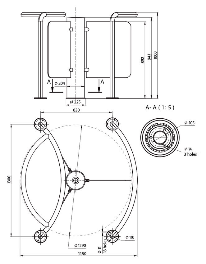 чертёж турникета STAR WS-GS