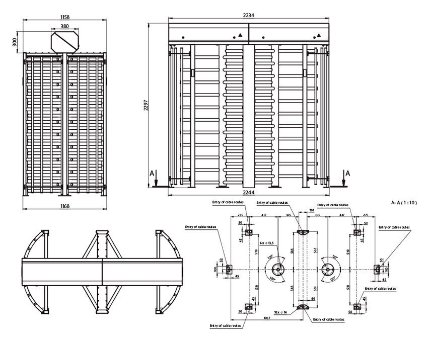 чертёж турникета seasam twin тип Y