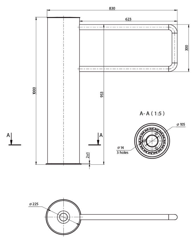 чертеж турнікет-хвіртки gate-ts