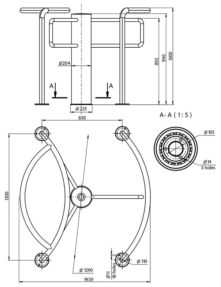 чертёж турникета STAR-TS чертёж турникета STAR-TS