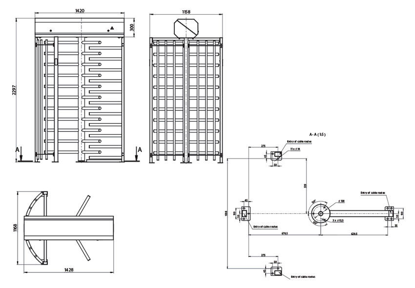 чертёж турникета полноросотового SEASAM BASIC