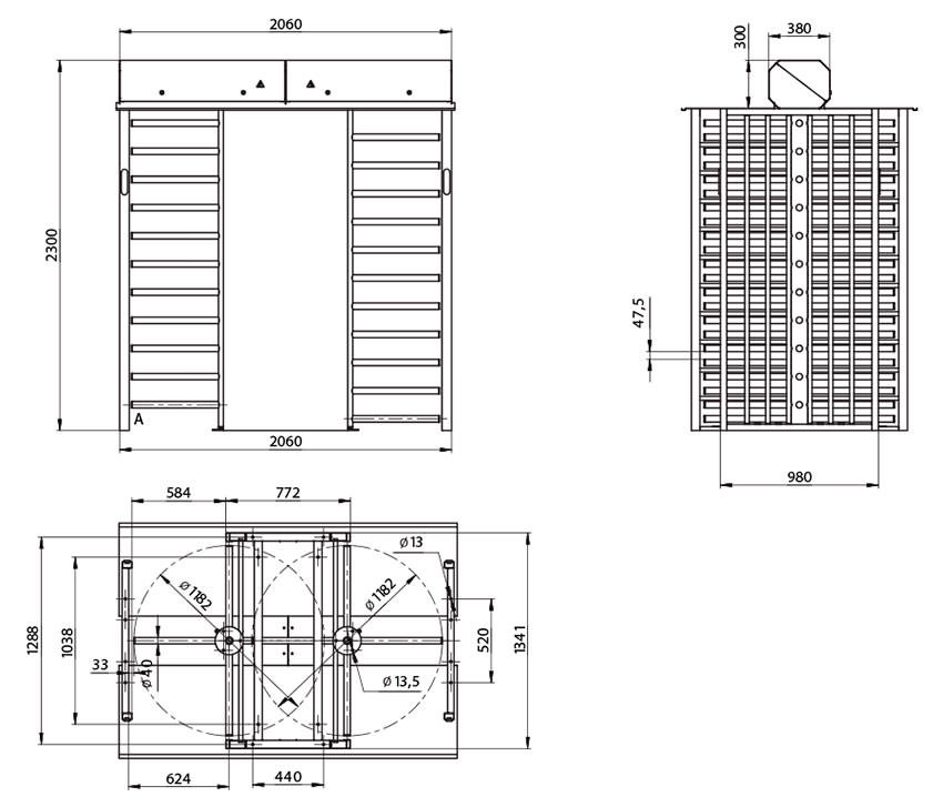чертёж турникета seasam twin тип Х